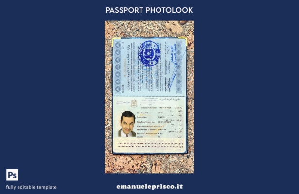 modello di aspetto fotografico del passaporto siriano in stile verificato